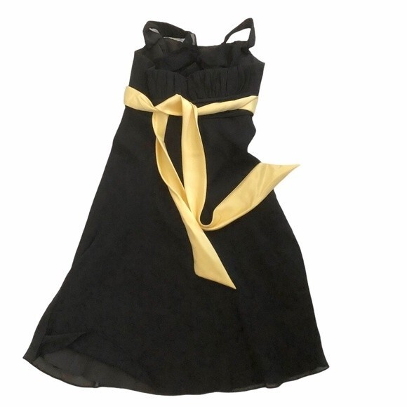 DAVIDS BRIDAL Chiffon Halter Dress Black Yellow All Occasion Sleeveless Size 2 - Picture 5 of 10